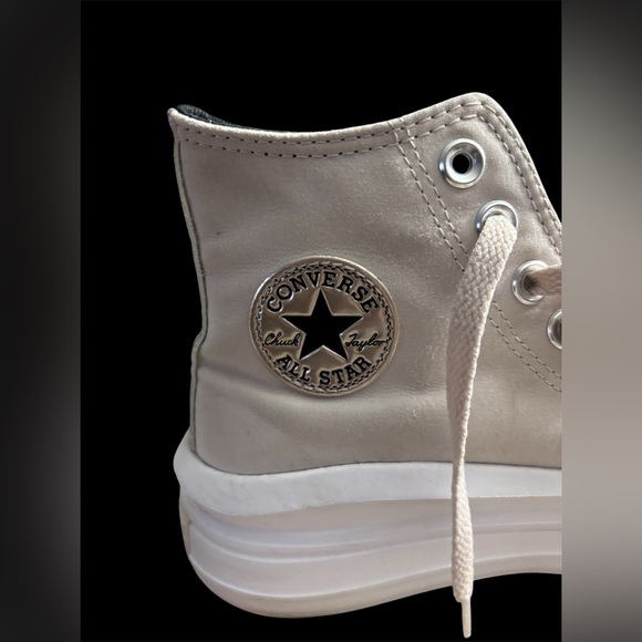 Converse Cream High-Top Sneakers with Chunky Platform - Picture 4 of 6